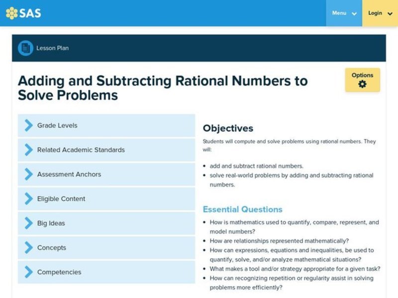 Adding and Subtracting Rational Numbers to Solve Problems Lesson Plan