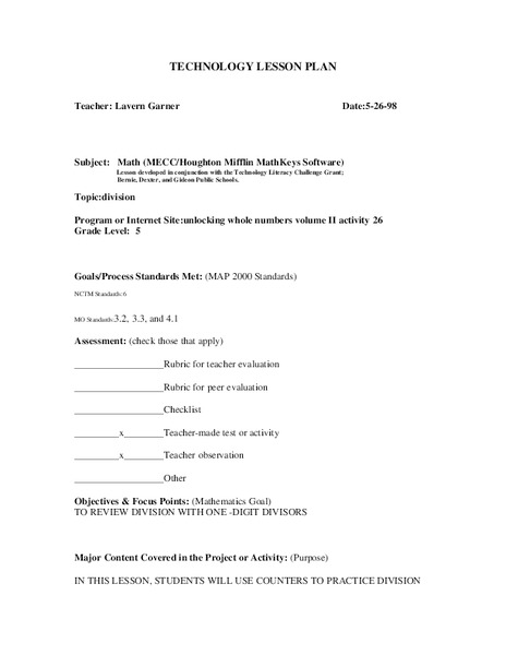 Division Patterns Lesson Plan