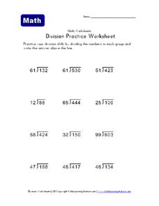 Division Practice Worksheet