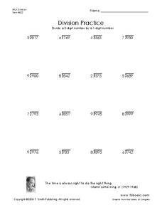 Division Practice Worksheet