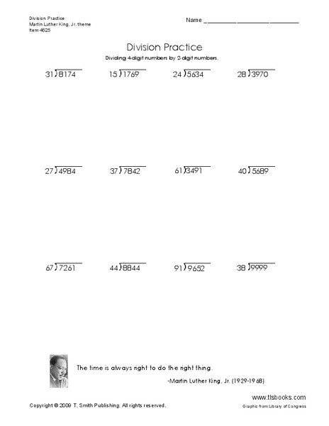 Division Practice Worksheet