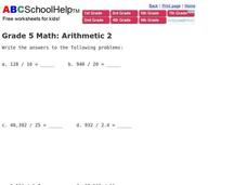 Division Practice Worksheet