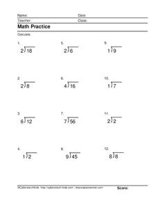 Division Practice Worksheet