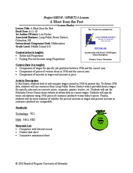 A Blast From The Past Lesson Plan