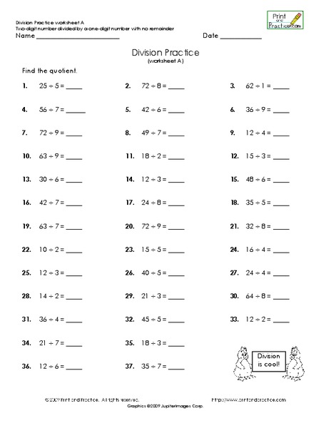 Division Practice Worksheet