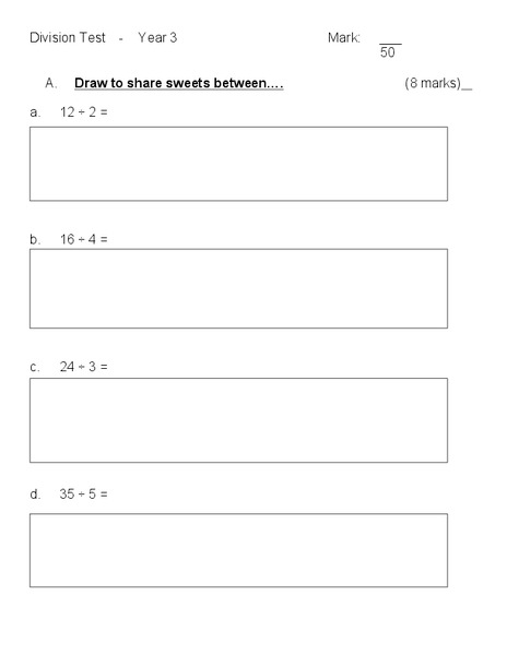 Division Sums Worksheet