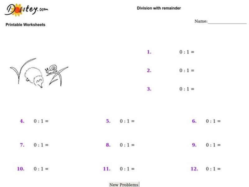 Division with Remainder Worksheet