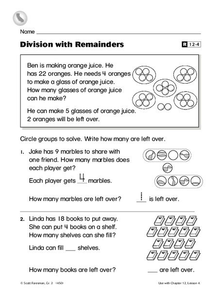 Division with Remainders Worksheet
