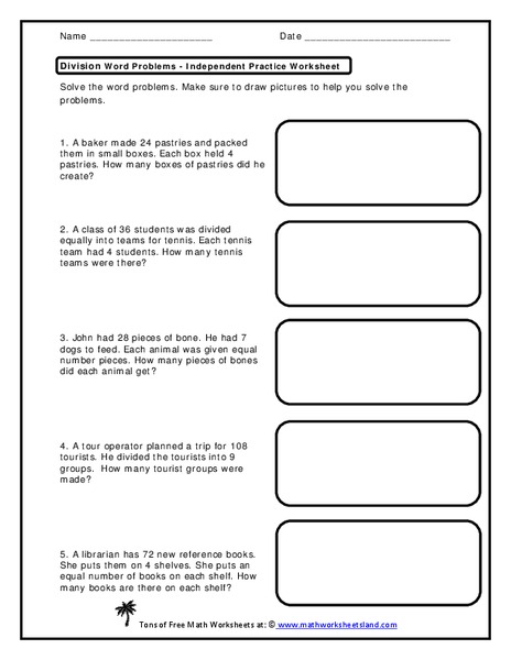 Division Word Problems Worksheet