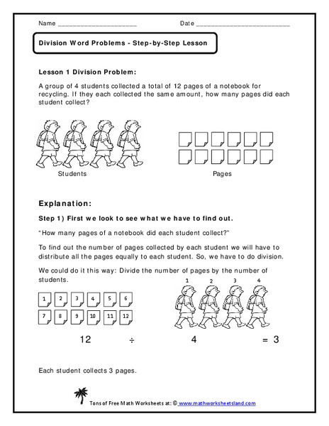 Division Word Problems Worksheet