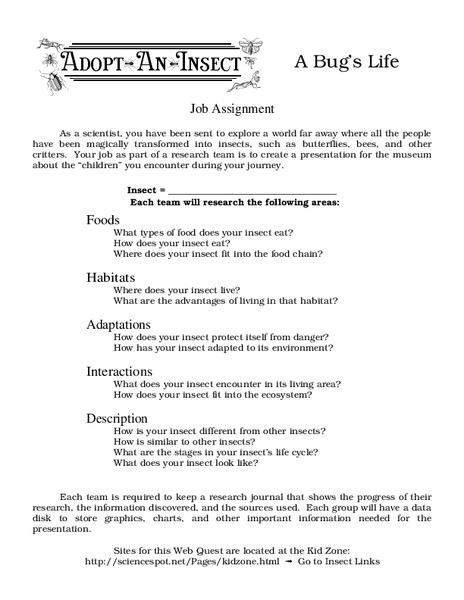 A Bug's Life Worksheet