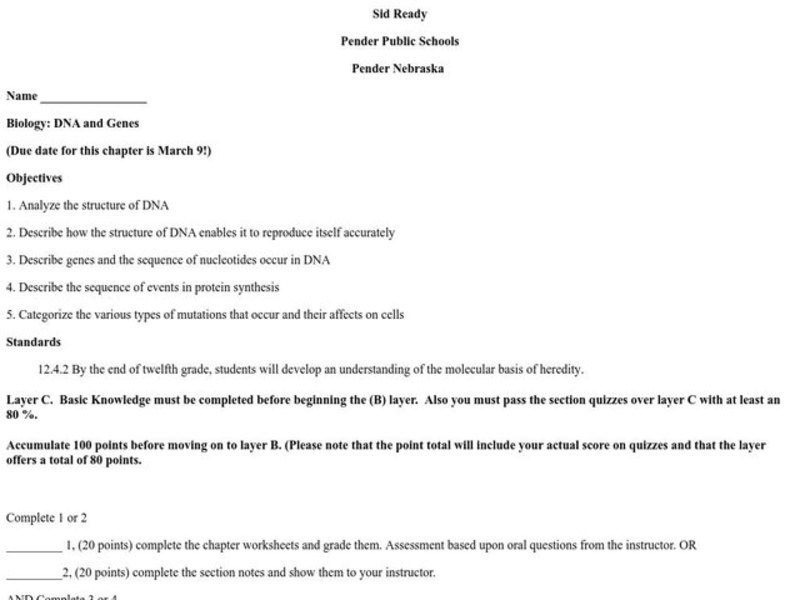 DNA and Genes Lesson Plan