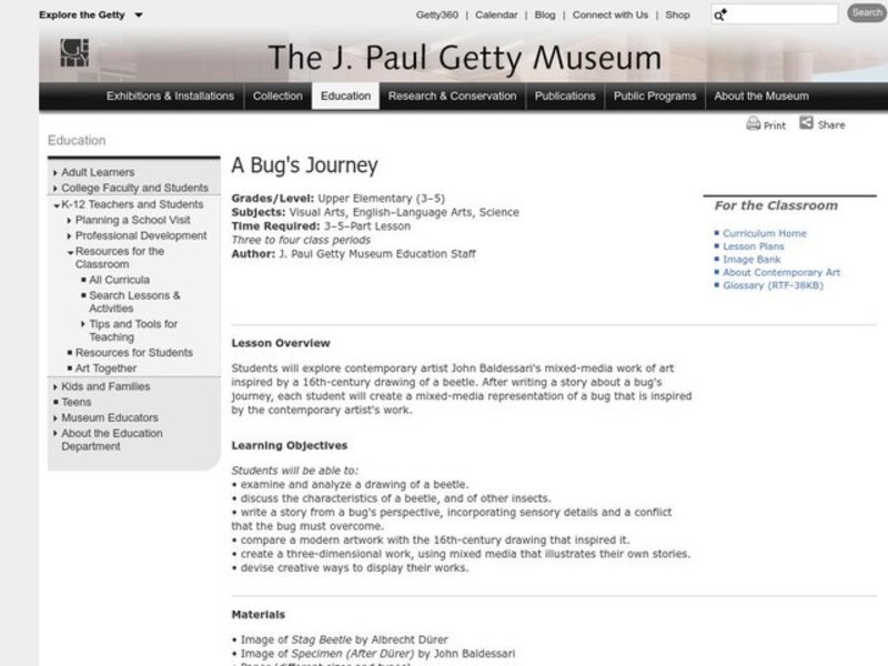 A Bug's Journey Lesson Plan
