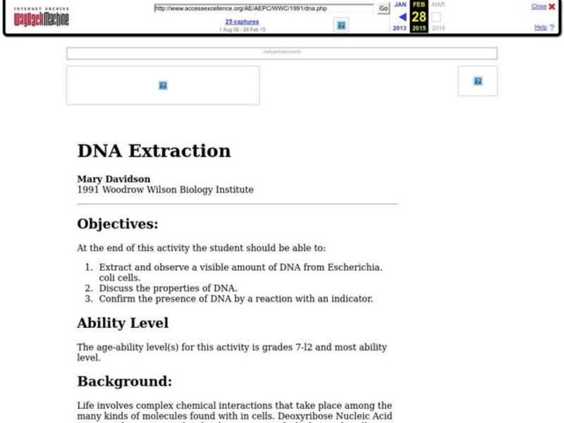 DNA Extraction Lesson Plan