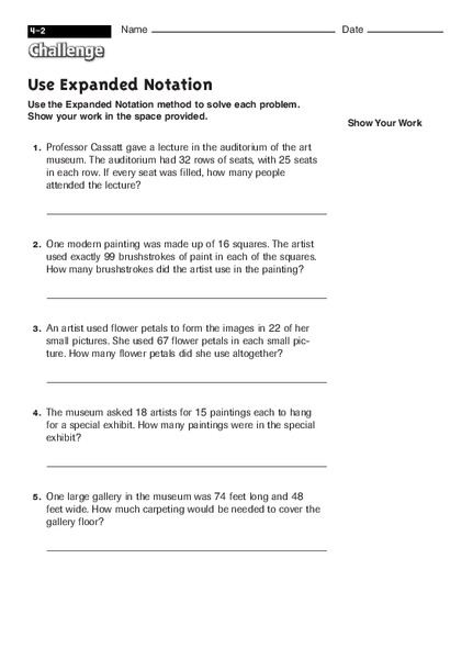 Use Expanded Notation Worksheet