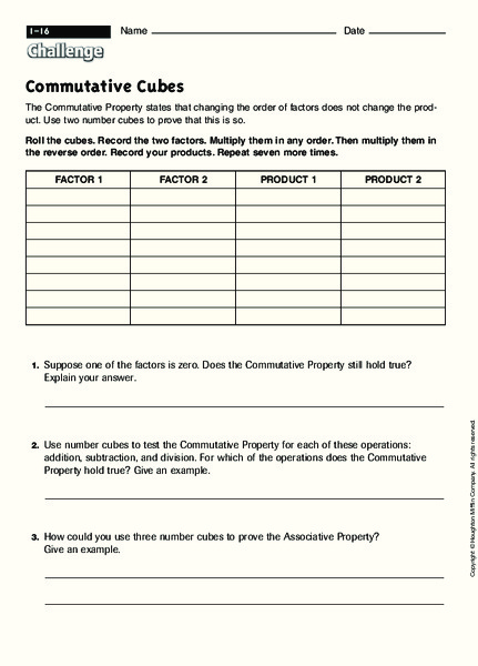 Commutative Cubes Worksheet