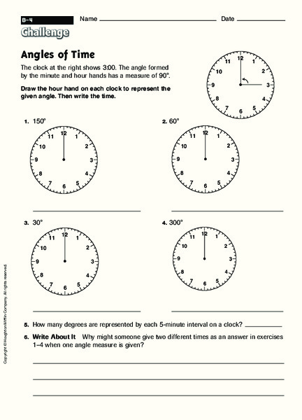 Angles of Time Worksheet