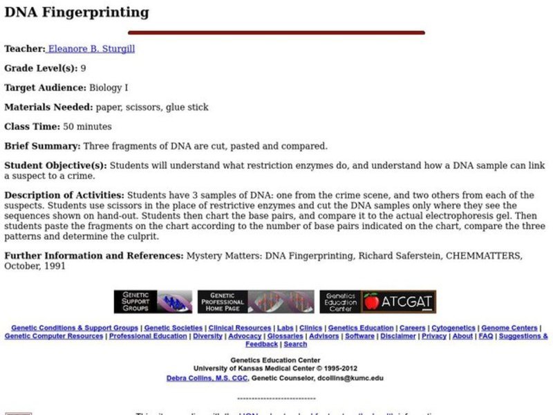 DNA Fingerprinting Lesson Plan