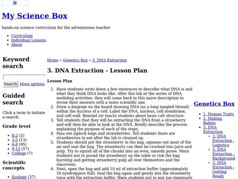 DNA Extraction Lesson Plan