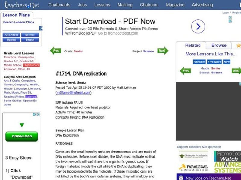 DNA replication Lesson Plan