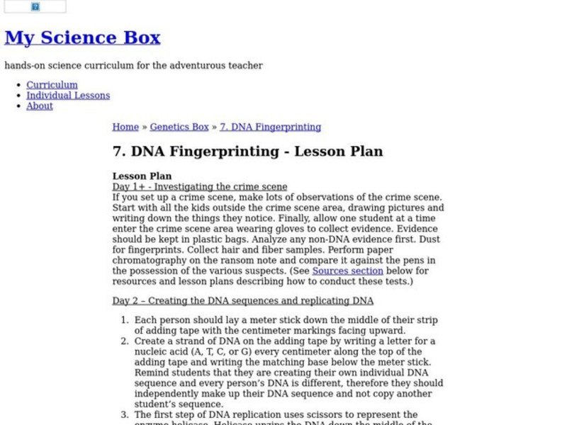 DNA Fingerprinting Lesson Plan