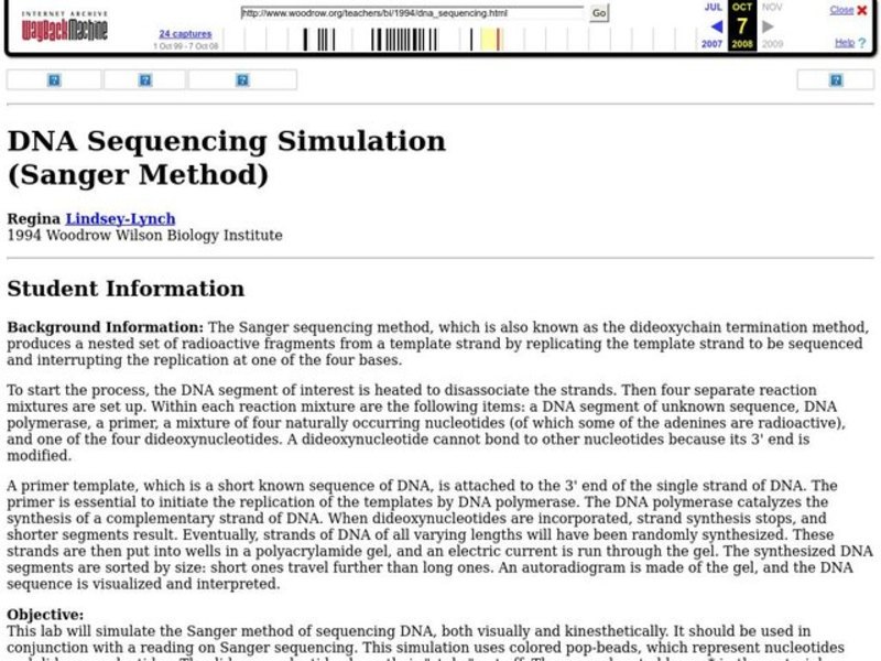 DNA Sequencing Simulation Lesson Plan