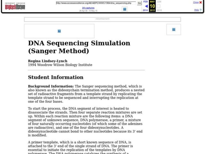 DNA Sequencing Simulation Lesson Plan