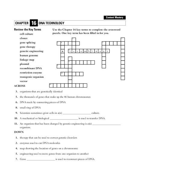 DNA Technology Worksheet