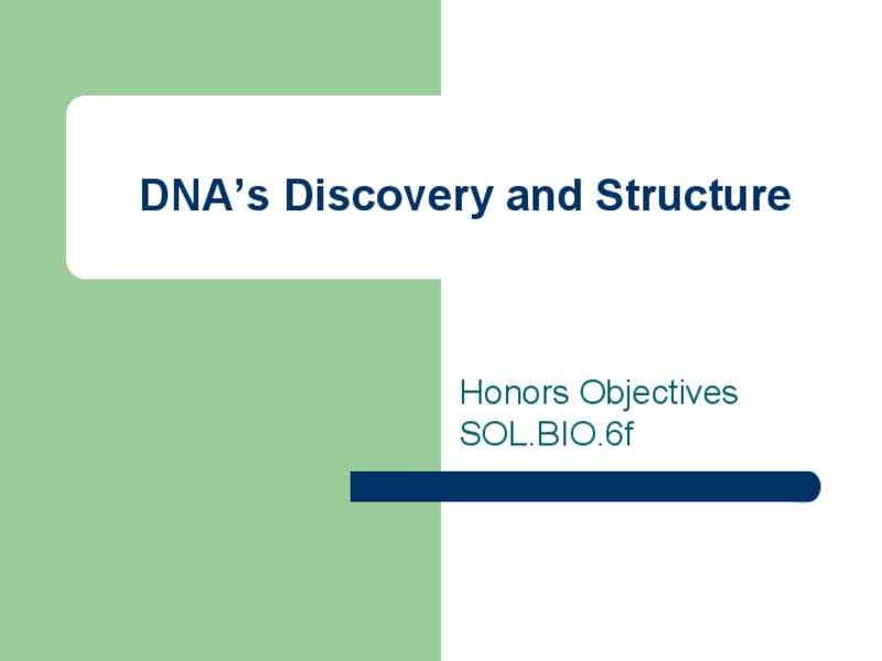 DNA's Discovery and Structure PPT