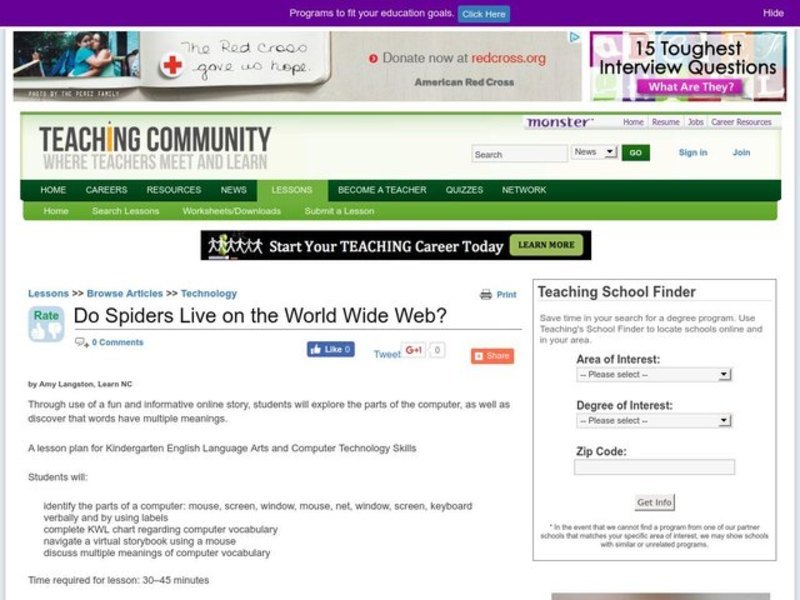 Do Spiders Live on the World Wide Web? Lesson Plan