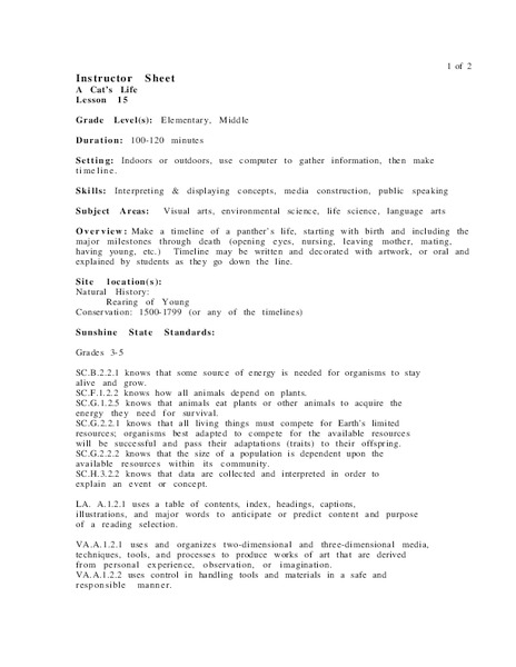 A Cat's Life Lesson Plan