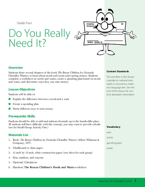 Do You Really Need It? Lesson Plan