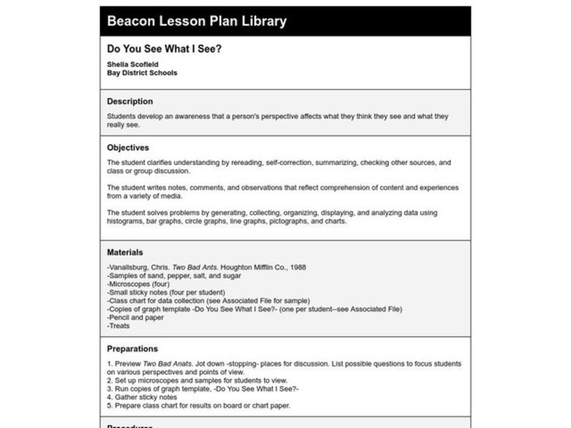 Do You See What I See? Lesson Plan