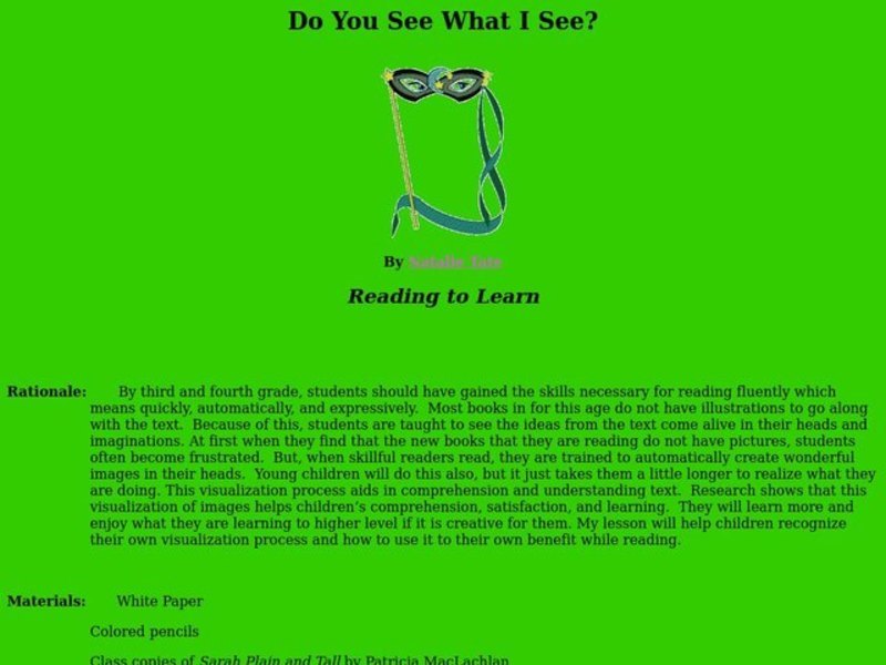 Do You See What I See? Lesson Plan