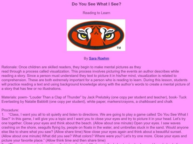 Do You See What I See? Lesson Plan