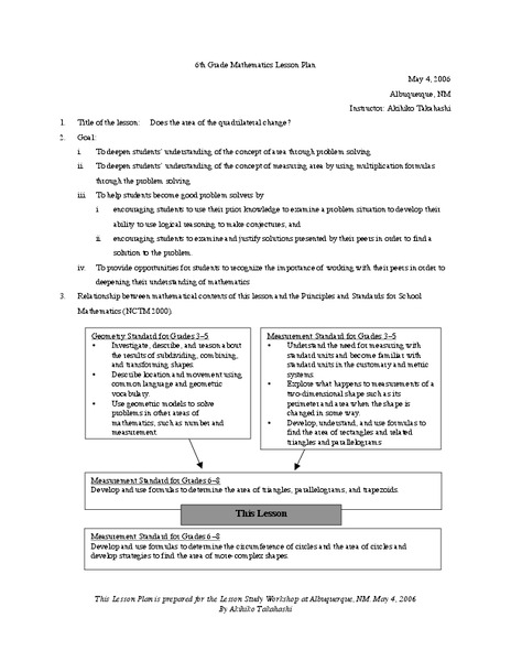 Does the Area of the Quadrilateral Change? Lesson Plan