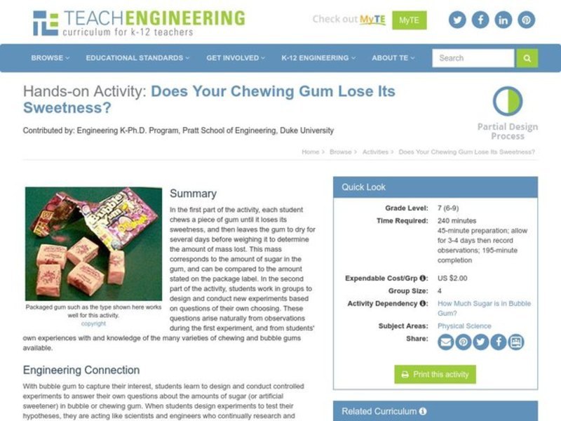 Does Your Chewing Gum Lose Its Flavor? Lesson Plan