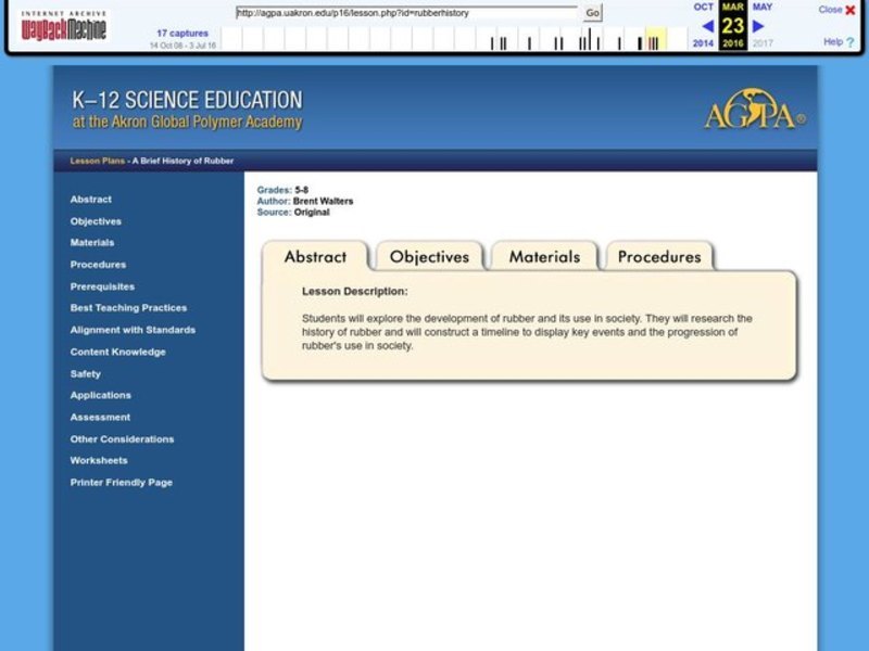 A Brief History of Rubber Lesson Plan