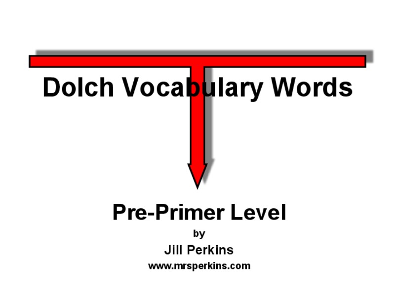 Dolch Vocabulary Words PPT