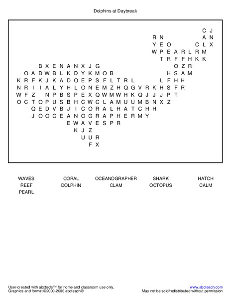 Dolphins at Daybreak Worksheet