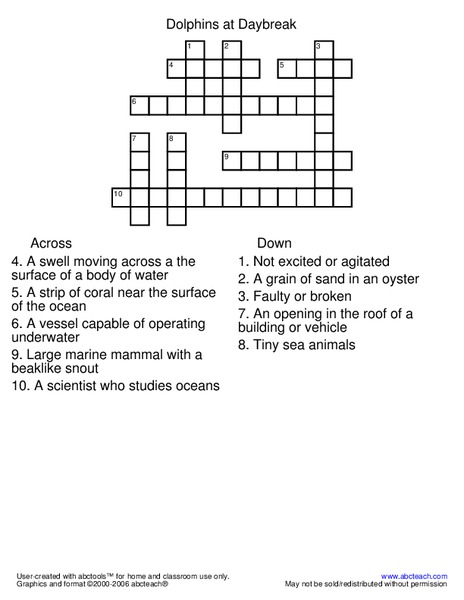 Dolphins At Daybreak Worksheet