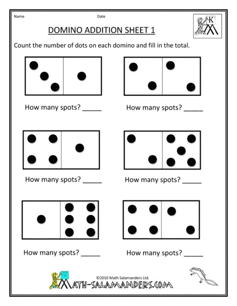 Domino Addition Sheet 1 Worksheet