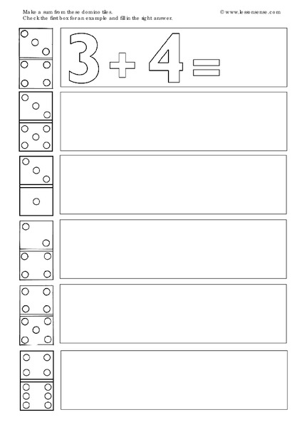 Domino Addition Worksheet