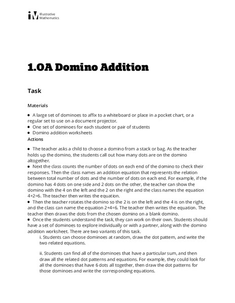Domino Addition Activity