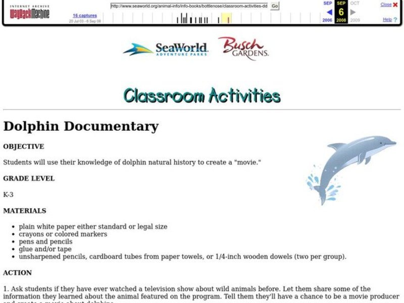 Dolphin Documentary Lesson Plan