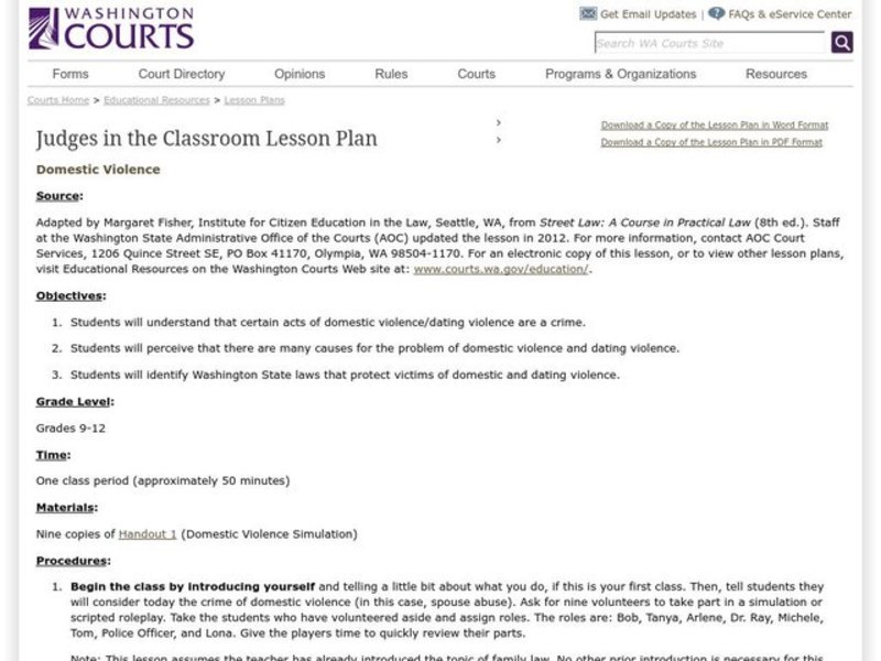 Domestic Violence Lesson Plan