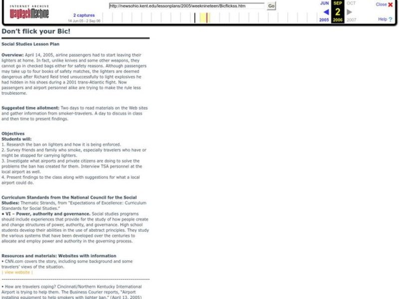 Don't Flick Your Bic! Lesson Plan