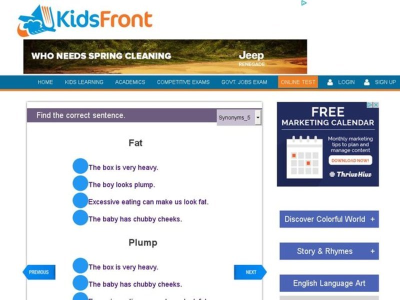 Synonyms Practice 2 Interactive