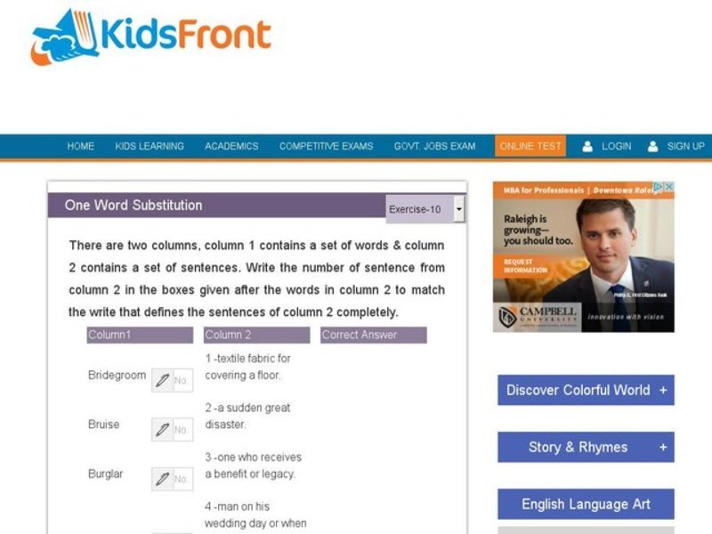 One Word Substitution 10 Interactive