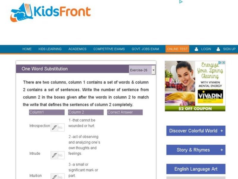 One Word Substitution 26 Interactive